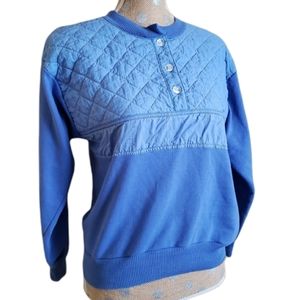 80s henley quilted pullover women's sweatshirt